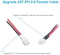 JST PH2.0 2.0mm Pitch 2Pin Male & Female Cable Connector. Micro JST PH 2P Plug Jack Socket Terminal Wire Cable Connectors for LED Strip, RC Toy Car, Boat, 1S Battery ESC.