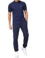 Men's Custom Slim Fit Pony Embroidered Short-Sleeved Polo Shirt- Navy Blue. 