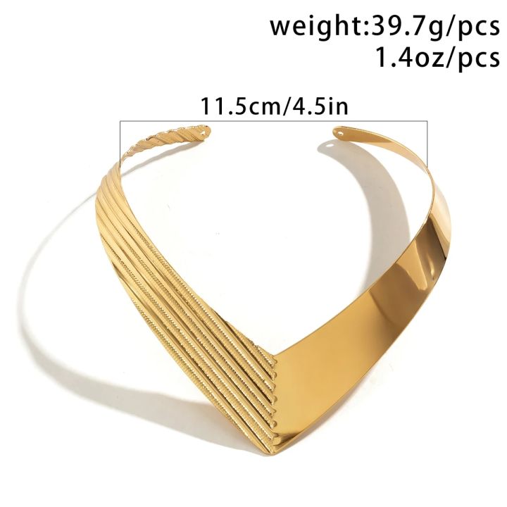 Exaggerated%20African%20Triangle%20Metal%20Wire%20Chunky%20Open%20Torques%20Choker%20Necklace%20Women%20Punk%20Adjustable%20Chain%20Grunge%20Jewelry%20Steampunk%20-%20Image%203