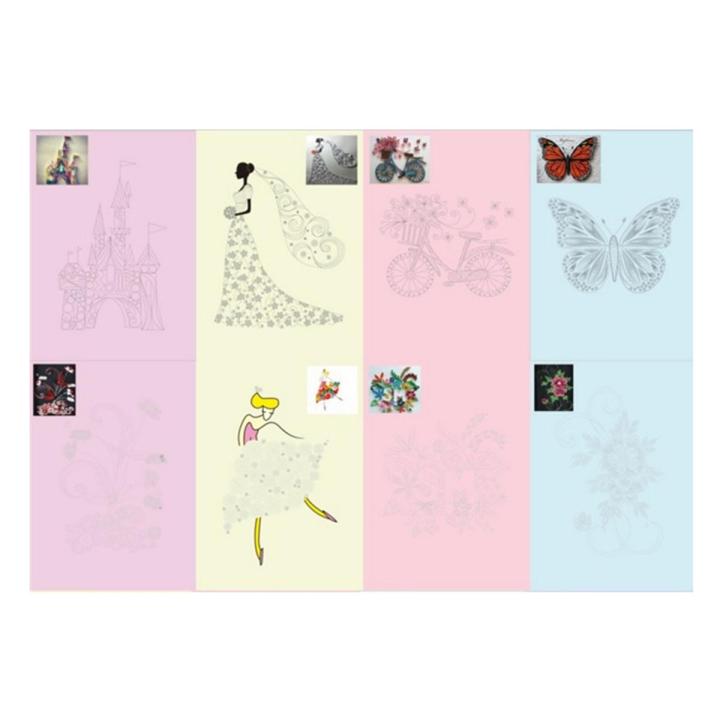16patterns DIY craft paper Paper Quilling line art design paper template 8pcs