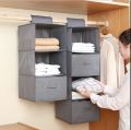 3 Layer Foldable Hanging Cloth Storage Organizer, Hanging Cloth Organizer With Drawers..
