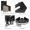 Migeet Bathroom Kitchen Shelf, Adhesive or Screws Wall Mounted Shower Shelving with 8 Movable Hooks, Hydronalium rust-free Space-Aluminum Storage Organizer, Black, Set of 2. 