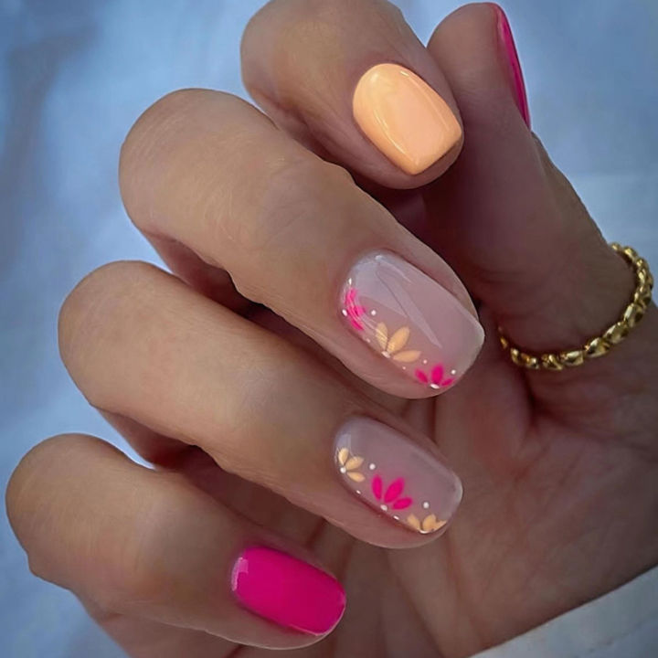 24pcs%20Short%20Round%20Nails%20Flower%20Pattern%20Wave%20Design%20Artificial%20Nail%20Tips%20Press%20on%20Toenail%20for%20Girl%20Wearable%20-%20Image%205