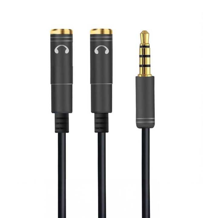 Stereo Audio Cable 2 in 1 Female to Male 3.5mm Headphone Splitter for MP3 MP4 Headset Microphone, 35cm Length, Gold-plated Connectors, Black, Silver, Rose, Red, Blue