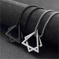 Stainless Steel Square Triangle Chain Pendant Necklace For Men.