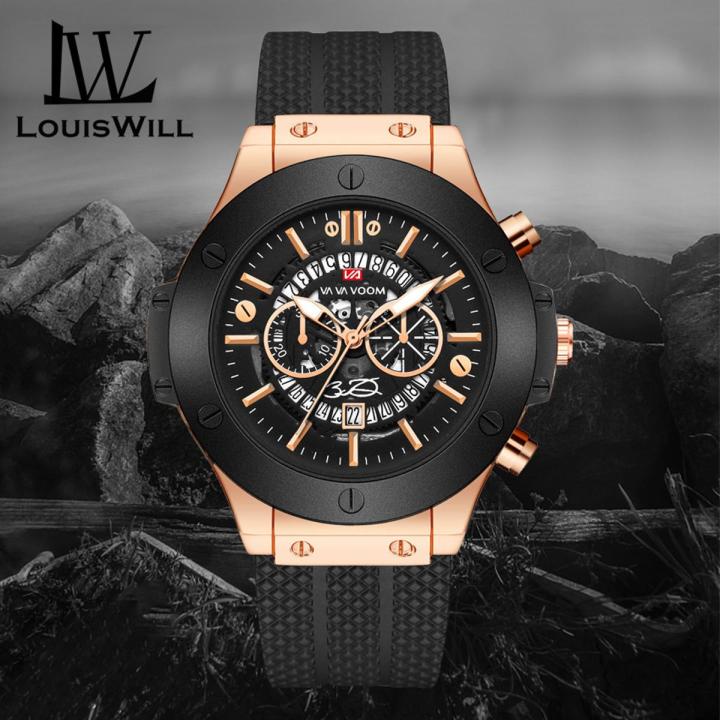 LouisWill Men Watch Korean Style Men Watch Waterproof Simple Sport Watch Military Wristwatches Classic Roman Numeral Dial Calendar Luminous Pointer Wrist Watches for Men