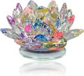 Crystal Glass Lotus Flower Candle Holder. 
