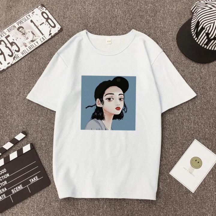 Korean Fashion Short-Sleeved Female Xia Han Edition Student Ulzzang Tide Brand Women's Loose Retro Port Taste Women's T-Shirt Girl