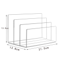 1 Piece File Holder 3 Sections Vertical Desktop Organizer Transparent Acrylic for Documents Letter Book. 
