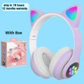 【Limited Quantity】 Cat Ears Headphones Flash Light With MIC Control LED Kid Girl Stereo Cute Music Helmet Phone Headset Earphone.