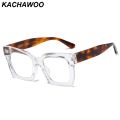 Kachawoo big frame square glasses blue light blocking male female TR90 acetate thick glasses frame retro style leopard black. 