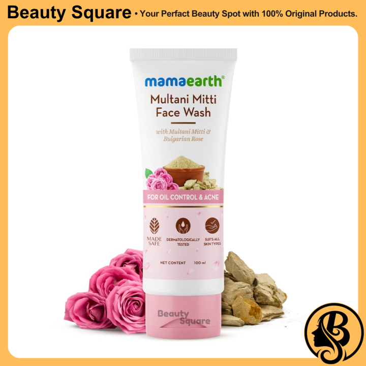 Mamaearth Multani Mitti Face Wash with Multani Mitti & Bulgarian Rose For Oil Control & Acne - 100 ml | Suits All Skin Types | Hydrating & Gentle | Paraben-Free | No Silicones | Sulphate-Free