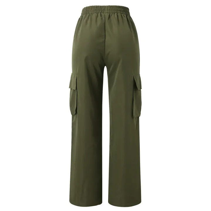 Women%20Cargo%20Trousers%20Korean%20Streetwear%20Women's%20Solid%20Color%20Cargo%20Pants%20with%20Elastic%20Waist%20Wide%20Leg%20Casual%20Joggers%20Sweatpants%20-%20Image%205