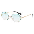 Rimless Design Oval Sunglasses Trendy Eyewear Lightweight  Texture Rimless Sunglasses Retro Style Oval Shaped Women's Sunglasses for Casual Wear Summer Accessory Street Fashion Ladies Eyewear Sun. 