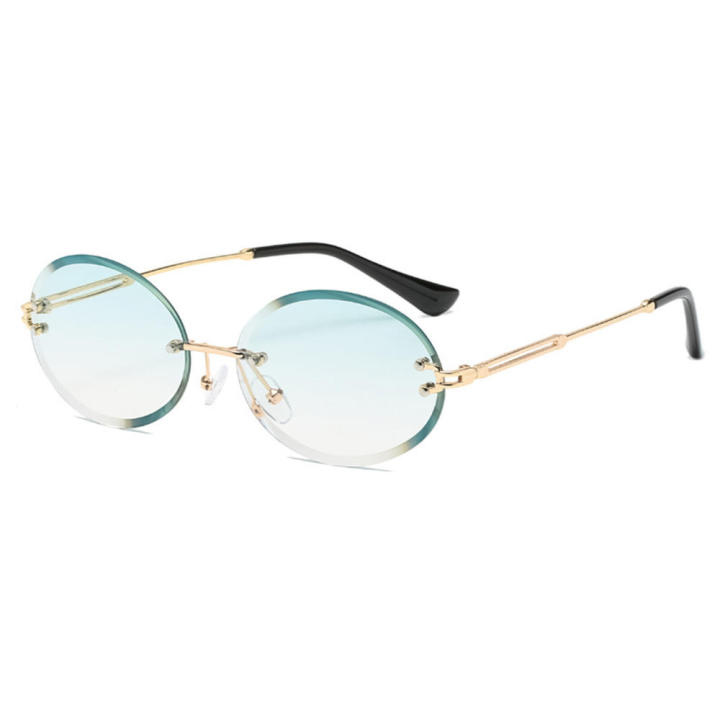 Rimless Design Oval Sunglasses Trendy Eyewear Lightweight  Texture Rimless Sunglasses Retro Style Oval Shaped Women's Sunglasses for Casual Wear Summer Accessory Street Fashion Ladies Eyewear Sun