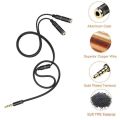 Stereo Audio Cable 2 in 1 Female to Male 3.5mm Headphone Splitter for MP3 MP4 Headset Microphone, 35cm Length, Gold-plated Connectors, Black, Silver, Rose, Red, Blue. 