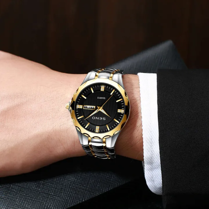 SENO%20Men's%20Ultra%20Thin%20Business%20Fashion%20Non%20Mechanical%20Dual%20Calendar%20Metal%20Band%20Quartz%20Watch%20-%20Image%207