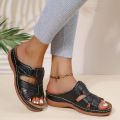 5-43 Bottom Vintage Shoes 3 Leather Casual Women's Thick Shoes Retro Anti-Slip Leather Grade Orthopedic Open Toe Liangshi Wedge Sandals High 2023 Women. 