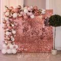 1*2M 3D Rose Gold Shimmer Wall Stickers Pneumatic Sequins Art Panel Mirror Wall Cloth Wedding Birthday Party Backdrop Decor. 