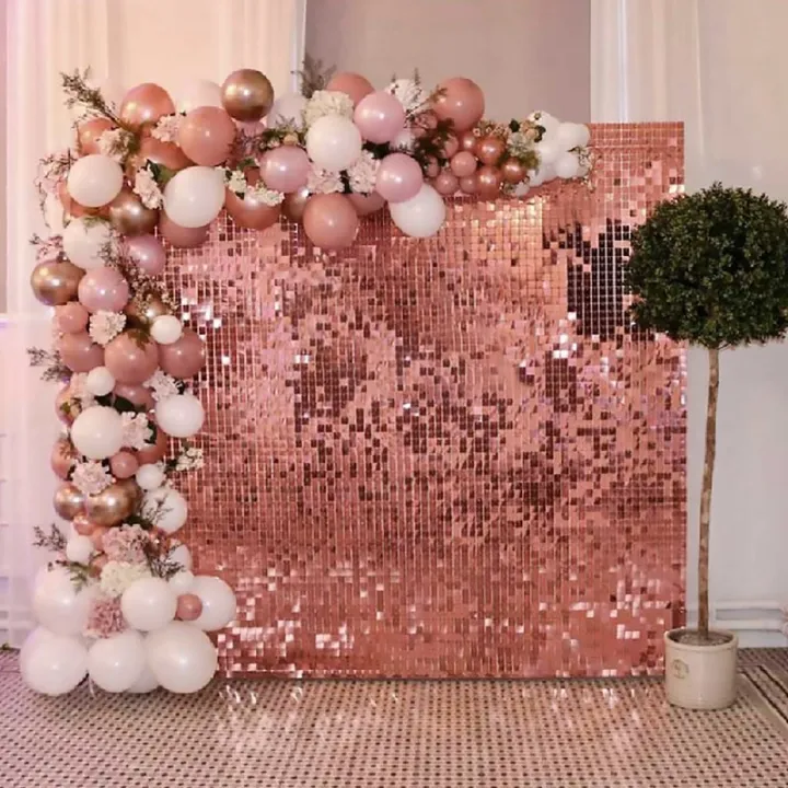 1*2M%203D%20Rose%20Gold%20Shimmer%20Wall%20Stickers%20Pneumatic%20Sequins%20Art%20Panel%20Mirror%20Wall%20Cloth%20Wedding%20Birthday%20Party%20Backdrop%20Decor%20-%20Image%208