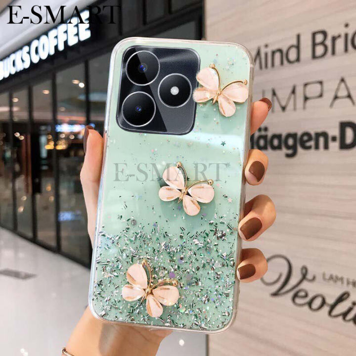 New Phone Case For Realme Narzo N53 Cover Sparkling Star Moon Soft Silicone Transparent Butterfly Pattern Anti Drop For Realme Narzo N53 Case