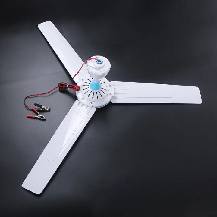 27.5” to 47.2” Silent for Dc 12V Ceiling Fan Mute Hanging Fan with 235cm Cable for Camper Car Truck Outdoor Tent