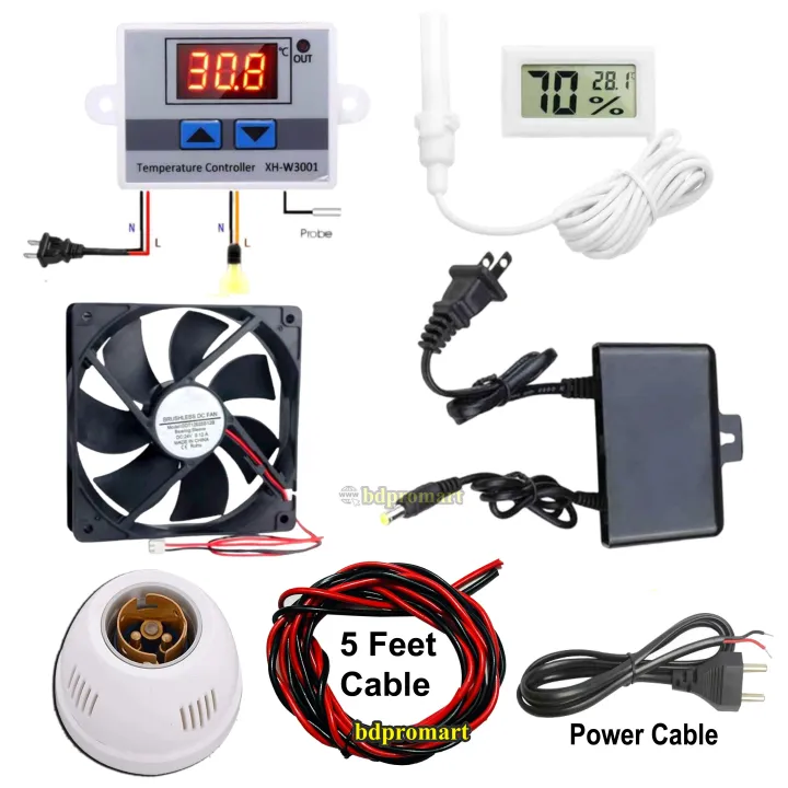 XH-W3001%20Temperature%20Controller%20Combo%2007pcs%20Pack%20with%20Thermometer%20Hygrometer,%20DC%2012V%203"%20Fan,%20Power%20Cable,%20Wiring%20Cable%20&%2012v%202A%20Adapter%207pcs%20Combo%20Package%20for%20Egg%20Incubator%20-%20Image%202
