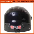 Black Half Face Helmet – Cap Style Bike Helmet with Sun Protection Glass | Stylish Open Face Helmet for Men & Women – Durable ABS Build.