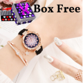 New Casual Fashion Belt Flower Watch & Star Bracelet For Women Gift Item 2Pcs With BOX. 