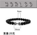 High Quality Men's Beaded Bracelet Natural Black Matte Agate Dumbbell Charm Bracelet Energy Fitness Barbell Fashion Jewelry. 