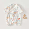 Baby jumpsuit, gauze, summer short sleeved monk clothing, newborn diaper, bamboo fiber baby romper, outdoor clothing.