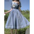 Japanese Soft Sister Cute Lolita Dress Women Sweet Puff Sleeve Slim Student Dresses Party Retro Girls Bow Salior Collar Vestidos. 
