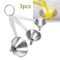 3 in 1 Funnels for Filling Bottles Stainless Steel Small Kitchen Funnel Set for Transferring Essential Oils Liquid - Silver. 