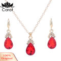 Carat Vintage Teardrop Rhinestone Women Jewelry Set Necklace Hook Earrings Pendants. 