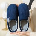 Winter Warm Cotton Slippers For Men Home Stripe Designer Shoes Non-Slip Indoor Slides Couple Women Shoes Classic Men Slippers. 