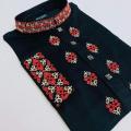 Men's Premium Quality Red Black Long Panjabi Embroidery work Panjabi. 