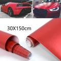 Satin Matte Chrome Metallic Red Vinyl Film Wrap Car Sticker Bubble Free 30*150cm. 