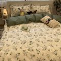 Black cartoon briquettes fairy bed sheet duvet cover four-piece set washed cotton student dormitory bed single three-piece set.
