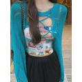 Shrugs Women Pure Simple All-match Crop Spring Personality Korean Style Lace-up Design Retro Sweater Hot Girls Chic Casual. 