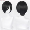 Anime Ada Wong Cosplay Wig Ada Wong Wigs 32cm Short Black Heat Resistant Synthetic Hair Woman Party Role Play Wigs + Wig Cap. 