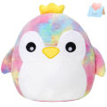 Athoinsu Cute Penguin Throw Pillow Cotton Filled Round Cushion Rainbow Pink Soft Safe Children Plush Toy Sofa Cushion Home Decor. 