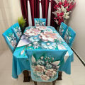 Digital 3D print dining table cover with 6pc matching chair cover_ full 7 pc set 112.
