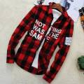 Summer SpringinsHong Kong Style Loose Couple Student Plaid Shirt Men's Korean Style Stylish Red Shirt Coat.