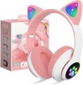 STN28 LED Cat Ear Headset Noise Cancelling Headphones Bluetooth 5.0 Colorful Kids Headset Support TF Card 3.5mm Plug with Mic. 