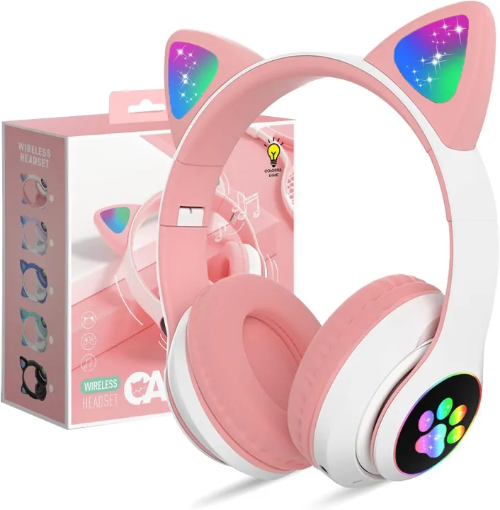 STN28%20LED%20Cat%20Ear%20Headset%20Noise%20Cancelling%20Headphones%20Bluetooth%205.0%20Colorful%20Kids%20Headset%20Support%20TF%20Card%203.5mm%20Plug%20with%20Mic%20-%20Image%202