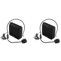 2X Portable Microphone Loud Speaker Mini Voice Amplifier with USB TF Card FM Radio for Teacher Tour Guide(Black). 