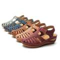 Women's Wedge Sandals Leather heels Slipper Anti Slip Plus Size Jelly Shoes Closed Toe Hook and Loop Sandal. 