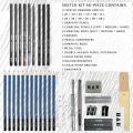H & B 40 Piece Professional Sketch Pencil Drawing Kit,Complete Artist Kit, Including Graphite Pencils, Pastels, Sharpener and Eraser.