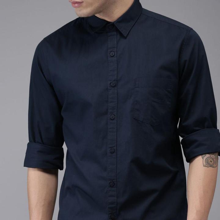 NAVY BLUE  Color Cotton Casual Shirt For Men