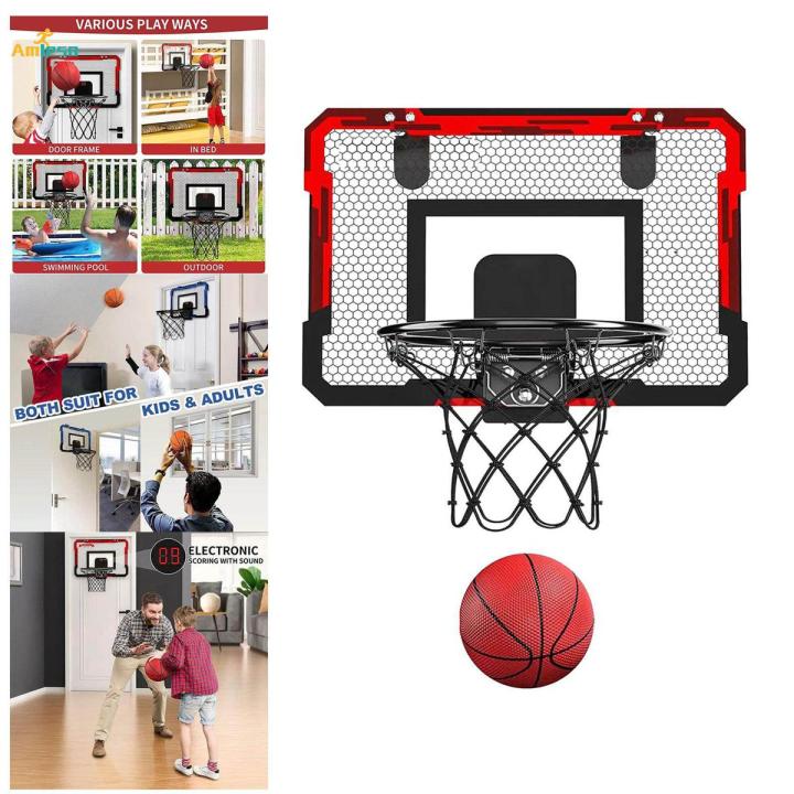 Basketball Hoop, Door Room Basketball Hoop Accessories Sports Game with Pump Basketball Toys, over The Door Mini Hoop for Indoor, Boys Girls